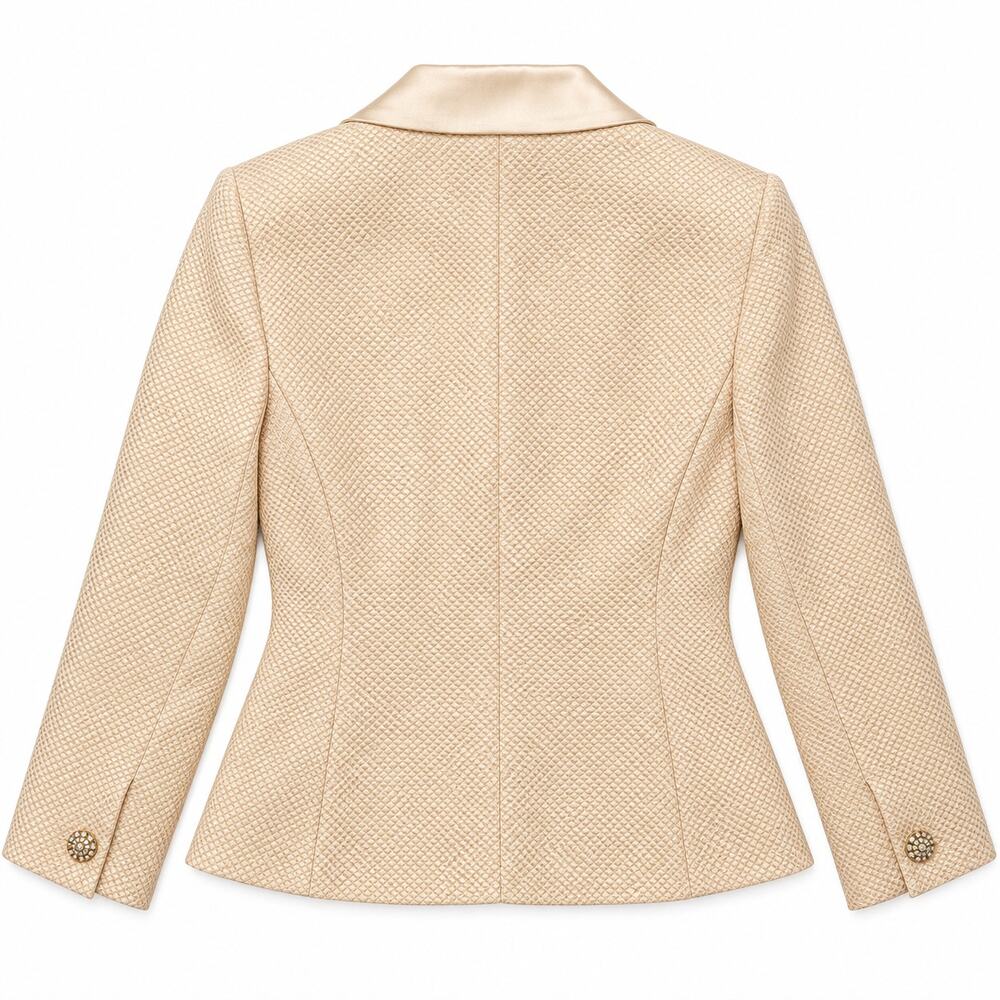 Cream Textured Rhinestone Button Jacket Blazer - Picture 3 of 7
